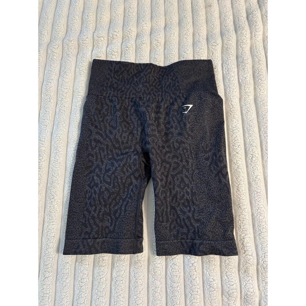 Gymshark Adapt Animal Print Cycling Bike Shorts Womens Small Charcoal Gray Black